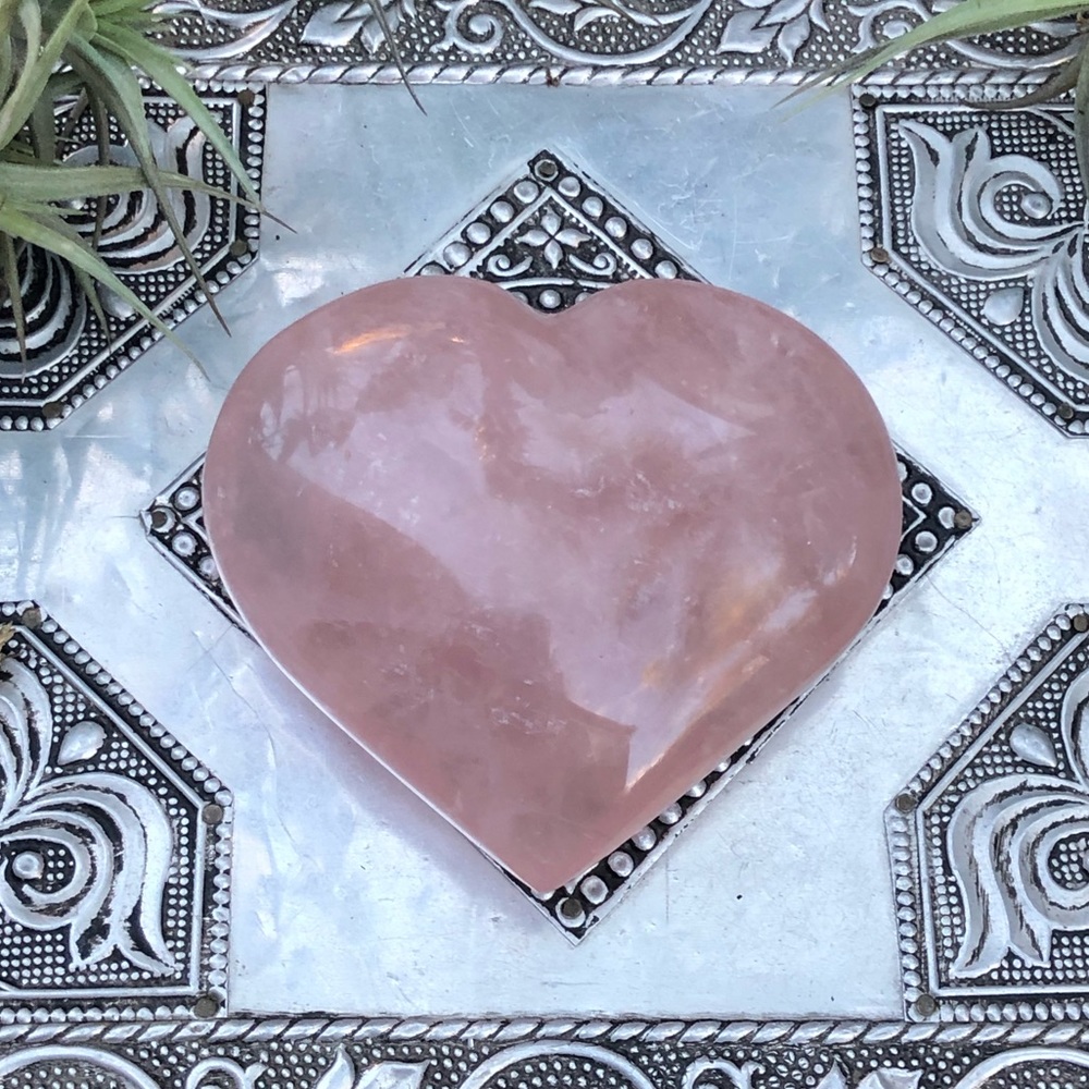 SOLD... XL rose quartz crystal heart Unconditional